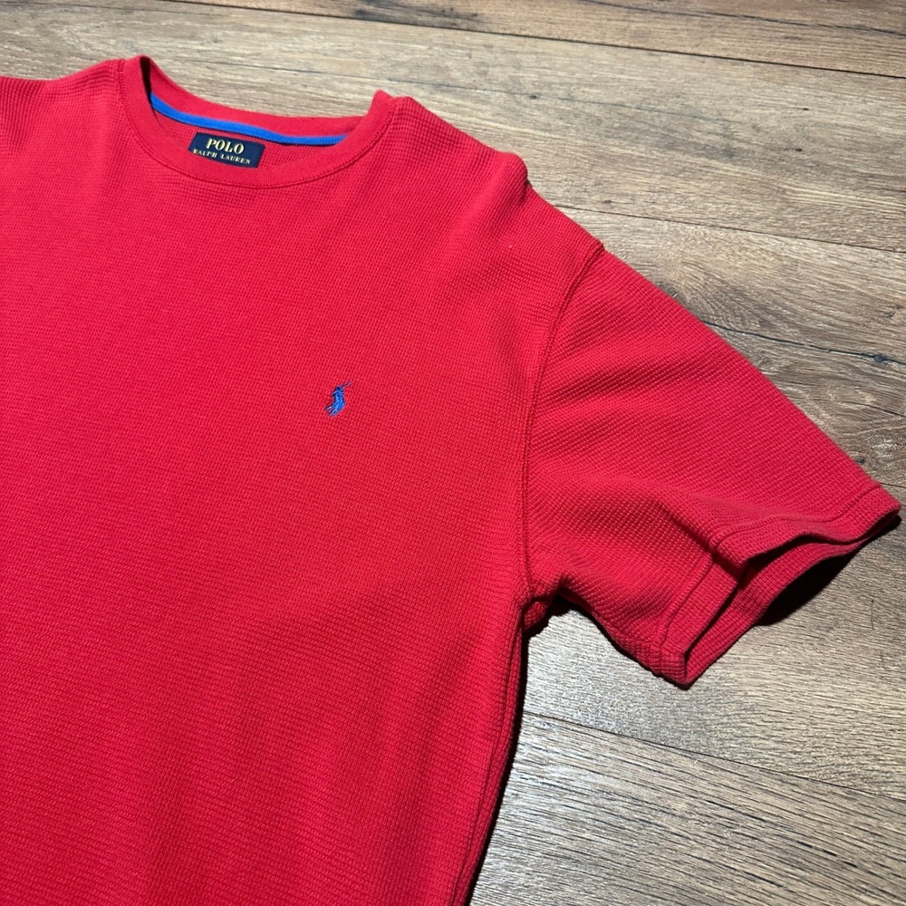 Polo Ralph Lauren Red Waffle Knit Thermal‎ T-Shirt Mens Large